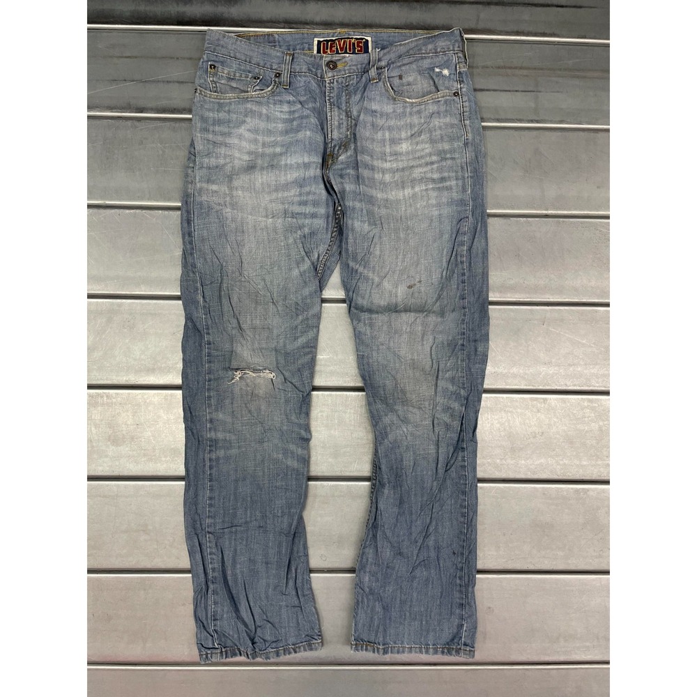 VTG Levis 514 Jeans Mens 34X32 Blue Light Wash Denim Slim Straight 100% Cotton